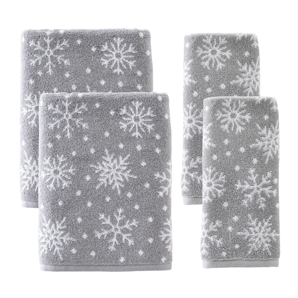 skl home Scattered Snowflakes 4pc Bath & Hand Towel Set Gray