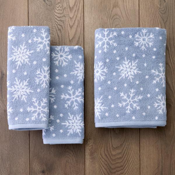 Skl Home Scattered Snowflakes Jacquard 2-Piece Hand Towel Set Blue
