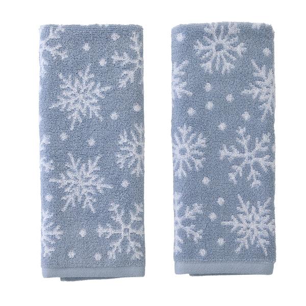 skl home Scattered Snowflakes Jacquard 2-Piece Hand Towel Set Blue