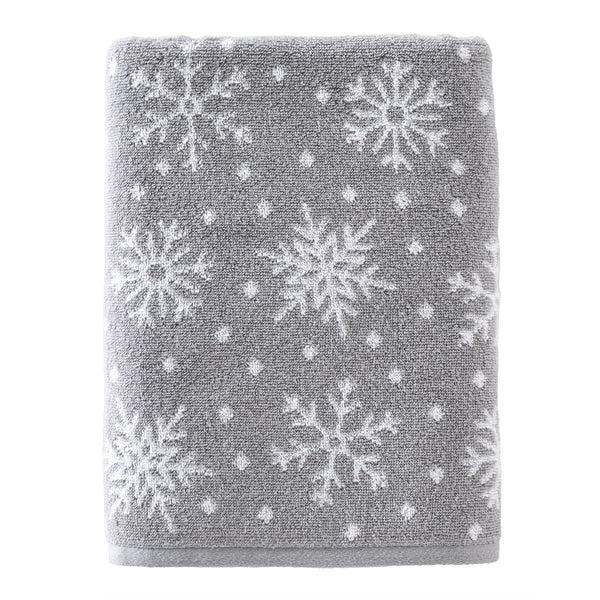 skl home Scattered Snowflakes Jacquard Bath Towel Gray