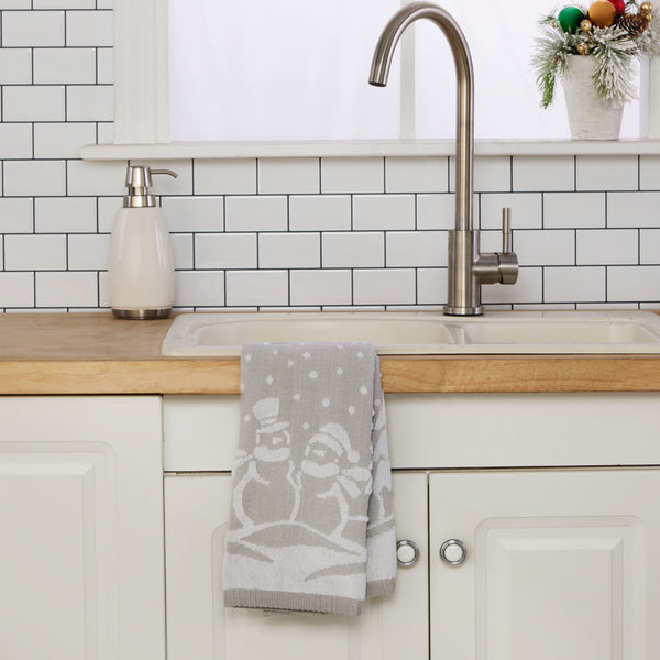 Skl Home Scenic Snowman Jacquard 2-Piece Hand Towel Set Gray
