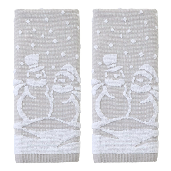 skl home Scenic Snowman Jacquard 2-Piece Hand Towel Set Gray