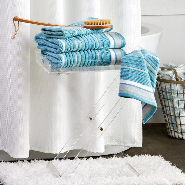 Skl Home Seabrook Stripe 2-Piece Hand Towel Set Teal