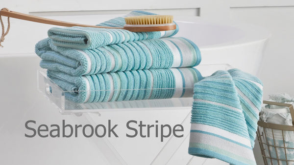 Skl Home Seabrook Stripe 2-Piece Hand Towel Set Teal