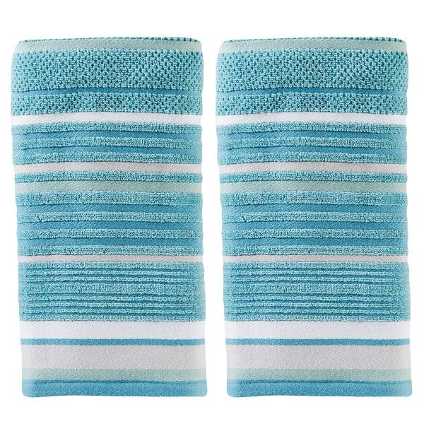 skl home Seabrook Stripe 2-Piece Hand Towel Set Teal