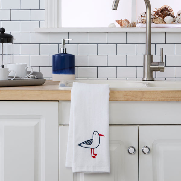 Skl Home Seagull Portrait 2-Piece Hand Towel Set White