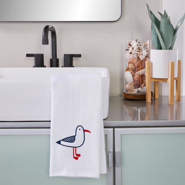 Skl Home Seagull Portrait 2-Piece Hand Towel Set White