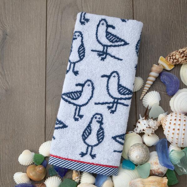 Skl Home Seagull Sam Jacquard 2-Piece Hand Towel Set White