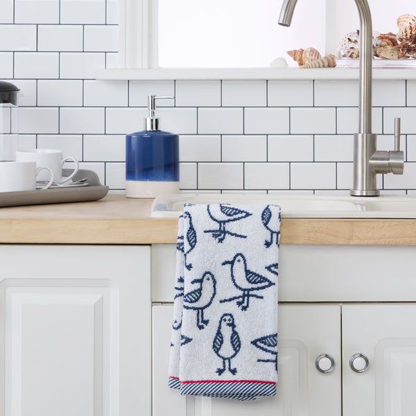 Skl Home Seagull Sam Jacquard 2-Piece Hand Towel Set White