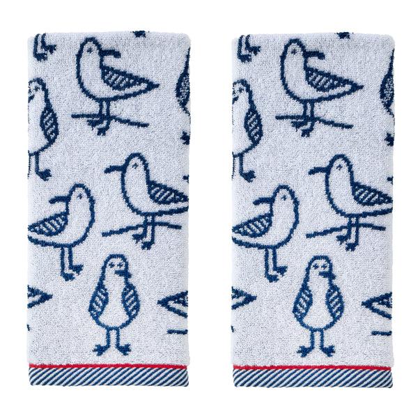 skl home Seagull Sam Jacquard 2-Piece Hand Towel Set White
