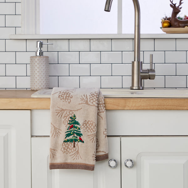 Skl Home Seasonal Fir Jacquard 2-Piece Hand Towel Set Wheat