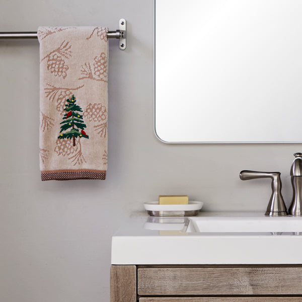 Skl Home Seasonal Fir Jacquard 2-Piece Hand Towel Set Wheat