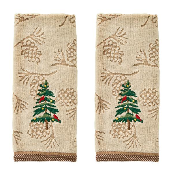 skl home Seasonal Fir Jacquard 2-Piece Hand Towel Set Wheat