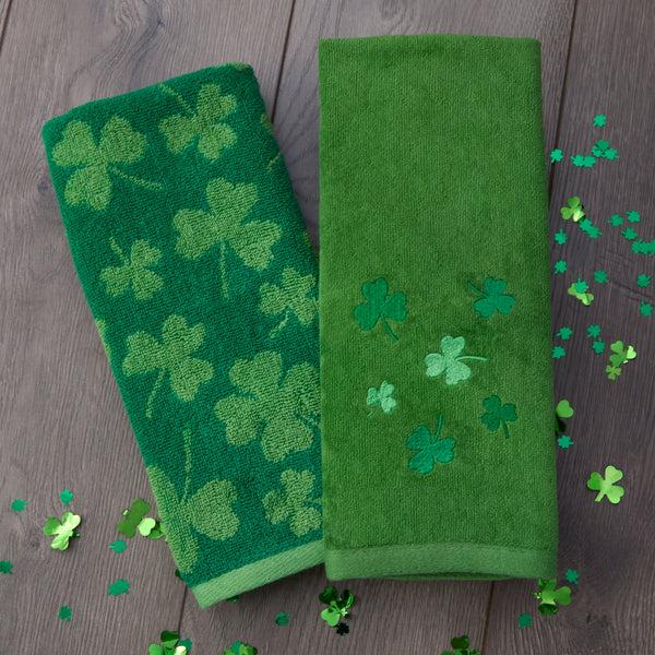 Skl Home Shamrock Jacquard 2-Piece Hand Towel Set Green