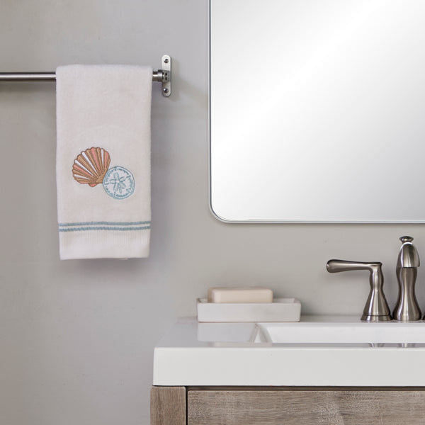 Skl Home Shells Embellished 2-Piece Hand Towel Set White