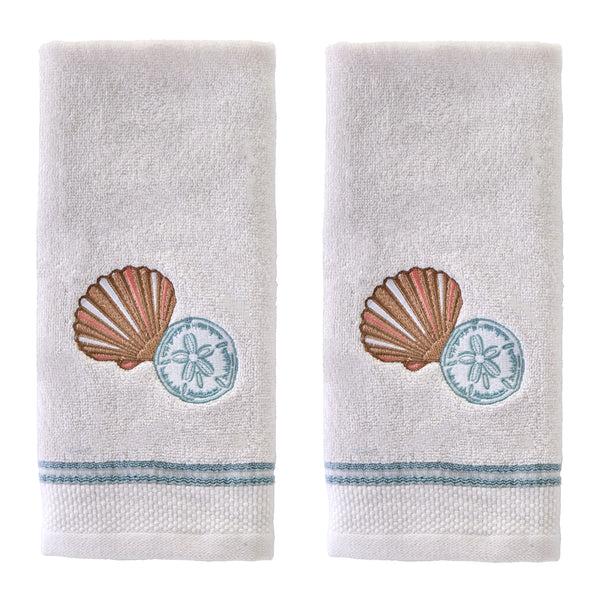 skl home Shells Embellished 2-Piece Hand Towel Set White