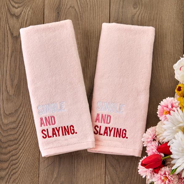 Skl Home Single And Slaying 2-Piece Hand Towel Set Light Blush