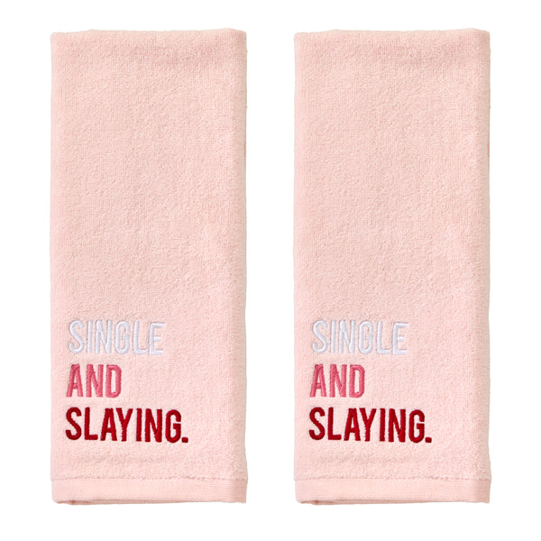 skl home Single And Slaying 2-Piece Hand Towel Set Light Blush