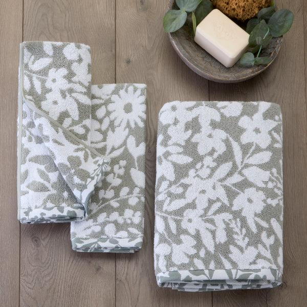 Skl Home Bedford Floral Jacquard Bath Towel Sage