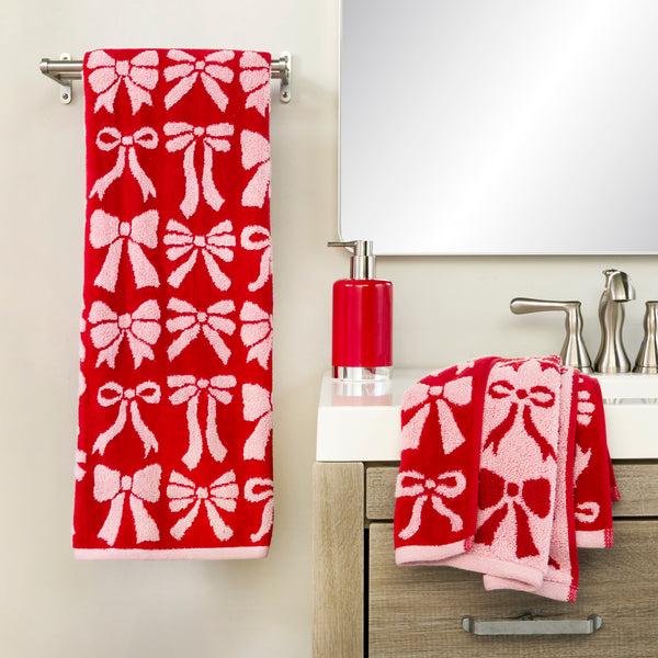 Skl Home Bow Jacquard Bath Towel Red/Pink