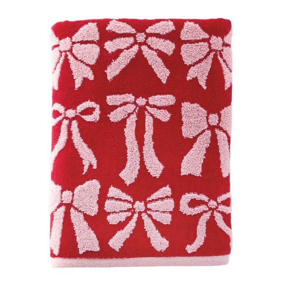skl home Bow Jacquard Bath Towel Red/Pink