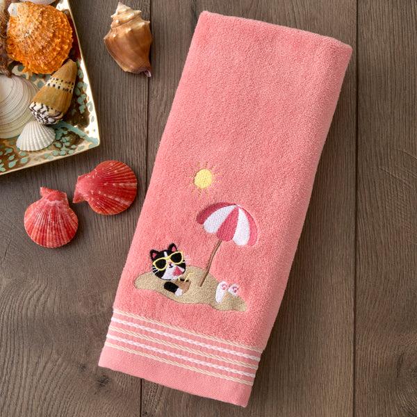 Skl Home Buried Cat 2-Piece Hand Towel Set Coral