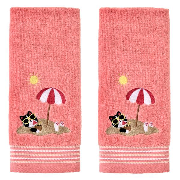 skl home Buried Cat 2-Piece Hand Towel Set Coral