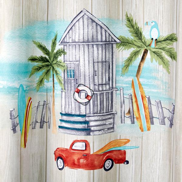 Skl Home By The Surf Shower Curtain Multi