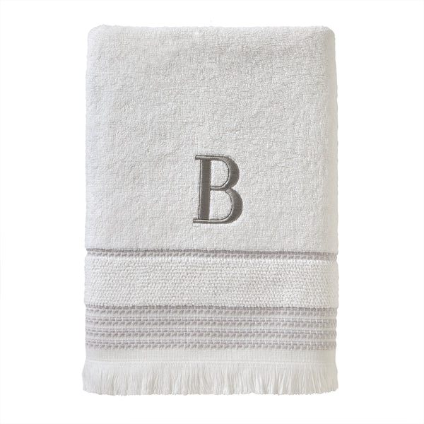 skl home Casual Monogram “B” Cotton Bath Towel White