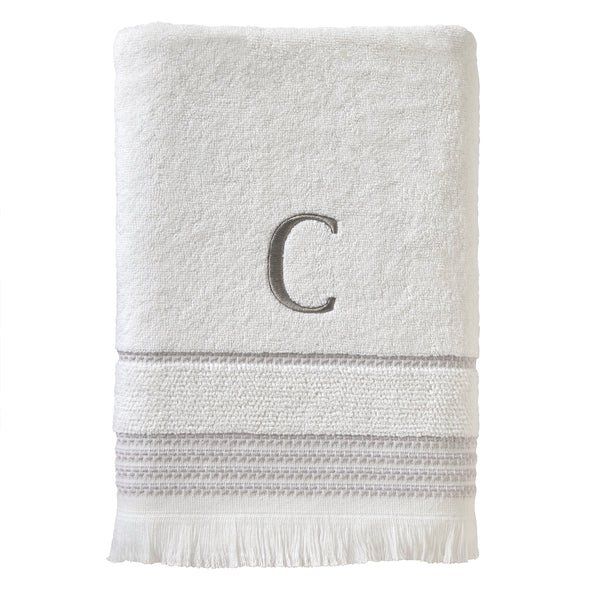 skl home Casual Monogram “C” Cotton Bath Towel White
