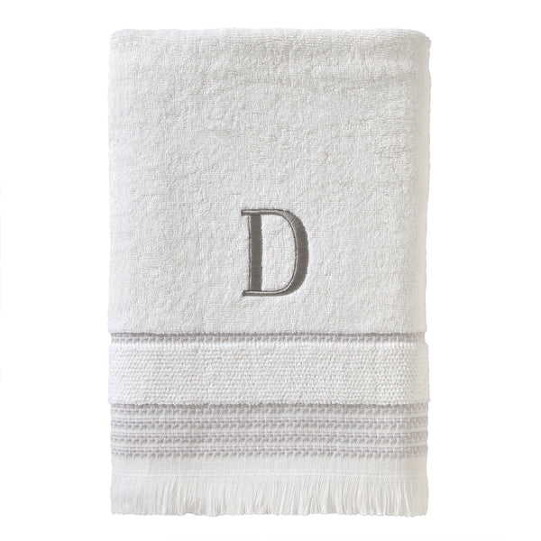 skl home Casual Monogram “D” Cotton Bath Towel White