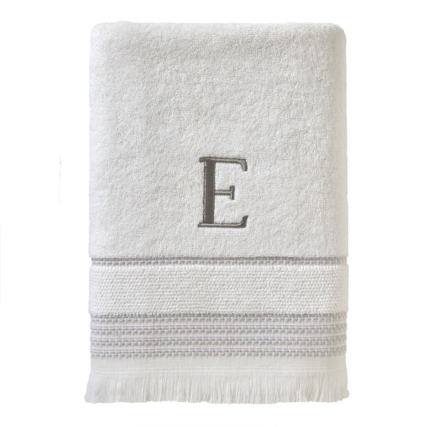 skl home Casual Monogram “E” Cotton Bath Towel White