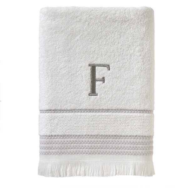 skl home Casual Monogram “F” Cotton Bath Towel White