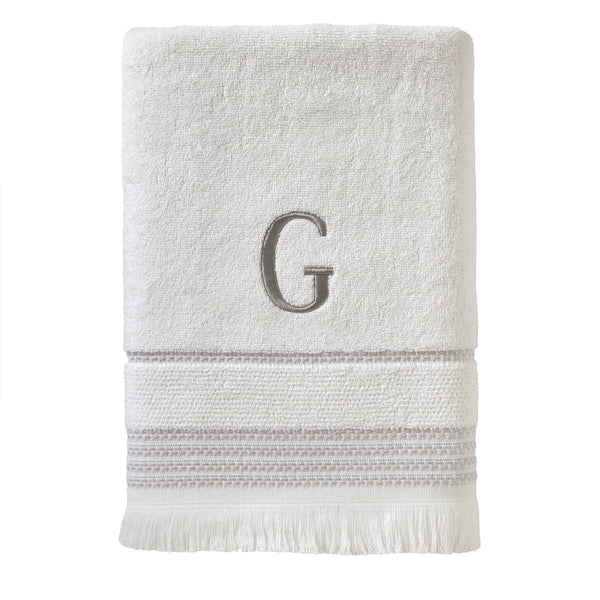 skl home Casual Monogram “G” Cotton Bath Towel White