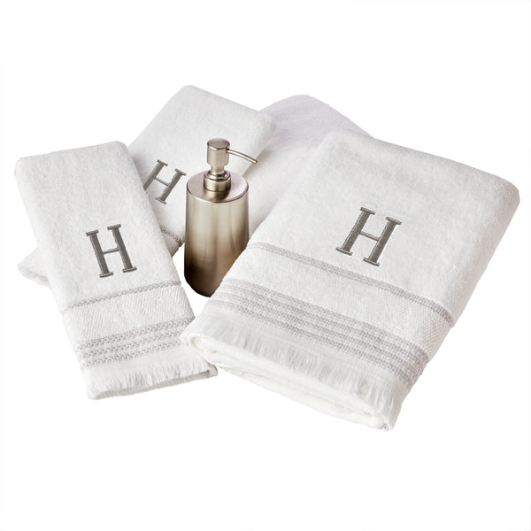 Skl Home Casual Monogram “H” Cotton Bath Towel White