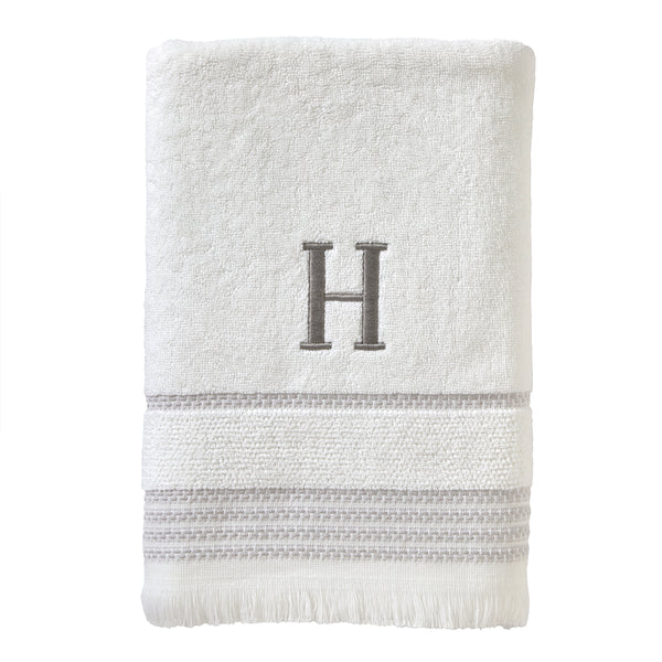 skl home Casual Monogram “H” Cotton Bath Towel White