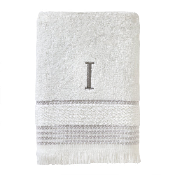 skl home Casual Monogram “I” Cotton Bath Towel White