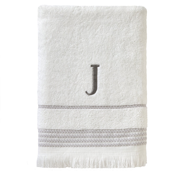 skl home Casual Monogram “J” Cotton Bath Towel White