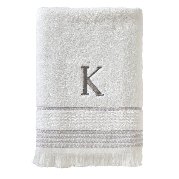 skl home Casual Monogram “K” Cotton Bath Towel White