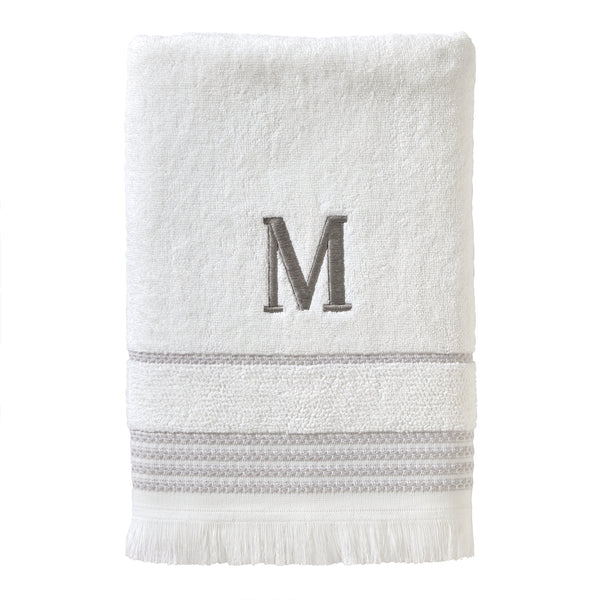 skl home Casual Monogram “M” Cotton Bath Towel White