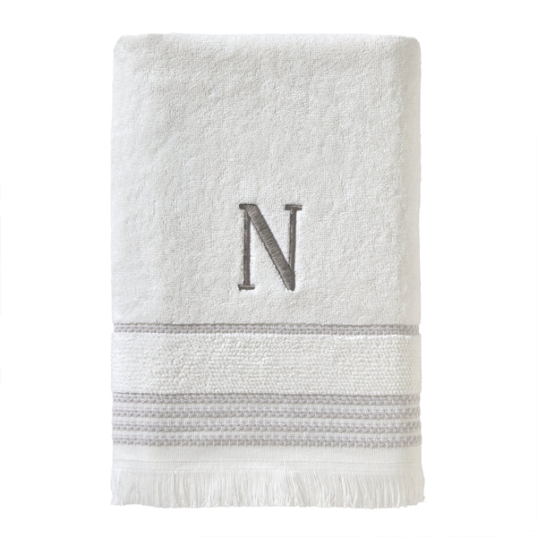 skl home Casual Monogram “N” Cotton Bath Towel White
