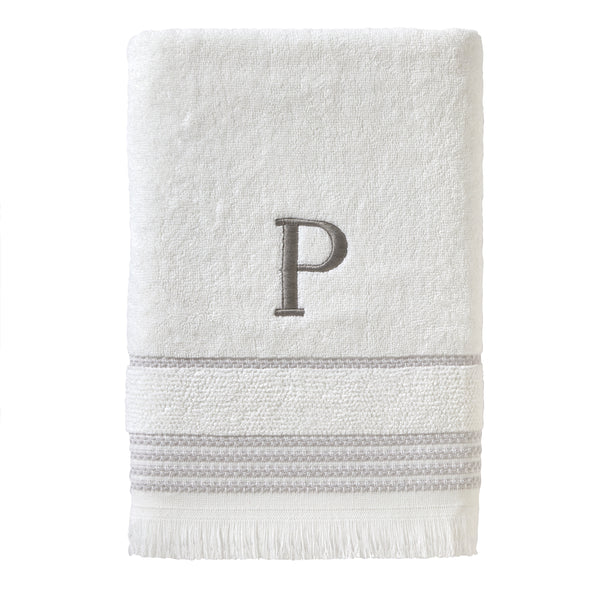 skl home Casual Monogram “P” Cotton Bath Towel White