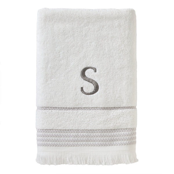 skl home Casual Monogram “S” Cotton Bath Towel White