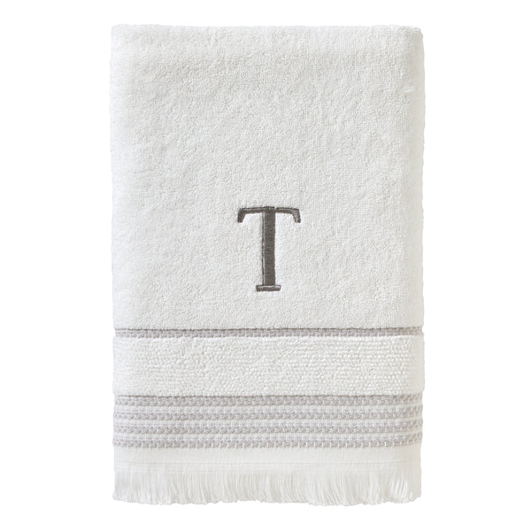 skl home Casual Monogram “T” Cotton Bath Towel White