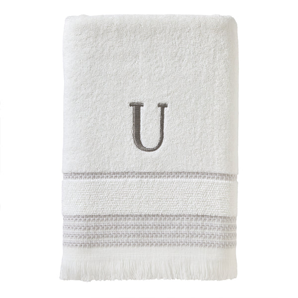 skl home Casual Monogram “U” Cotton Bath Towel White
