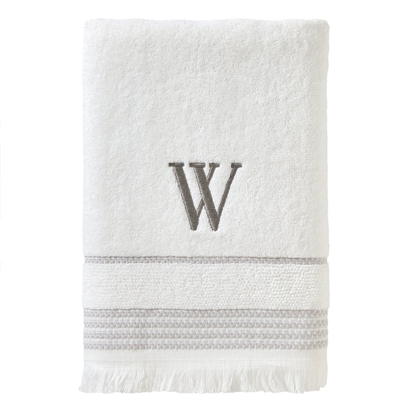 skl home Casual Monogram “W” Cotton Bath Towel White