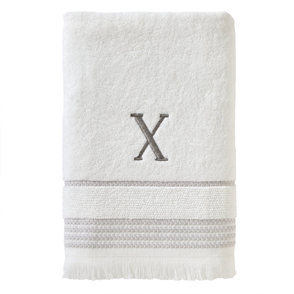 skl home Casual Monogram “X” Cotton Bath Towel White