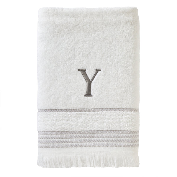 skl home Casual Monogram “Y” Cotton Bath Towel White