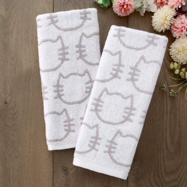 Skl Home Cat 2-Piece Hand Towel Set White/Gray