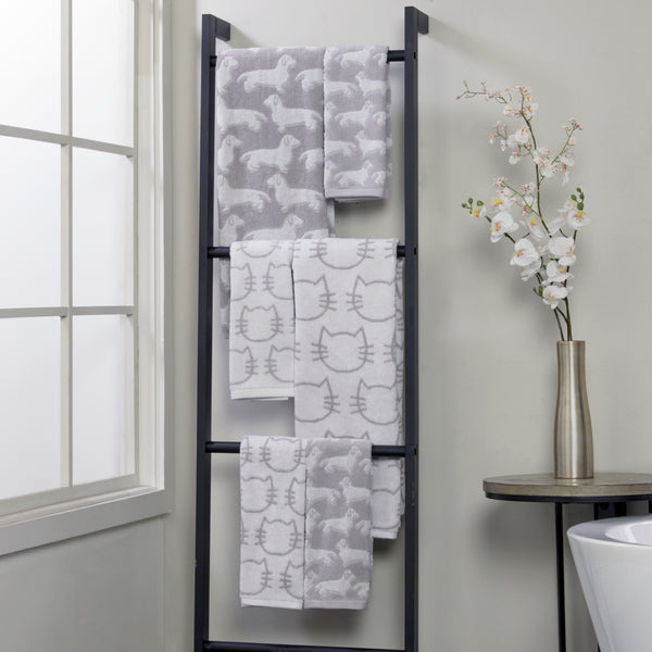 Skl Home Cat 2-Piece Hand Towel Set White/Gray